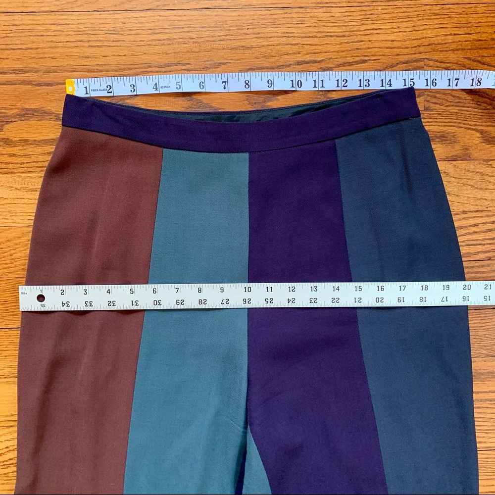 Vintage 90s Myrene de Premonville Paris Wool Colorblock 2 Piece Pant Suit - Picture 6 of 16